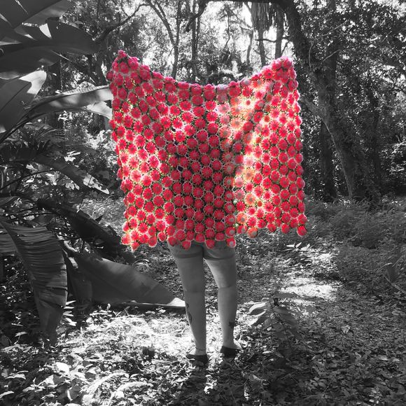 Vintage Other - Vintage Neon Pink Handmade 3D Crochet Floral Throw